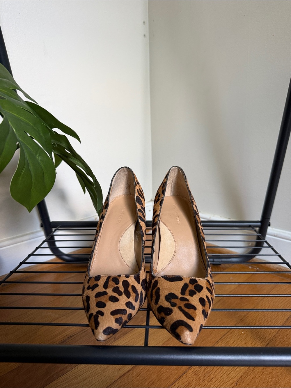 Banana Republic Calf Hair Leopard Print Block Heel Pumps